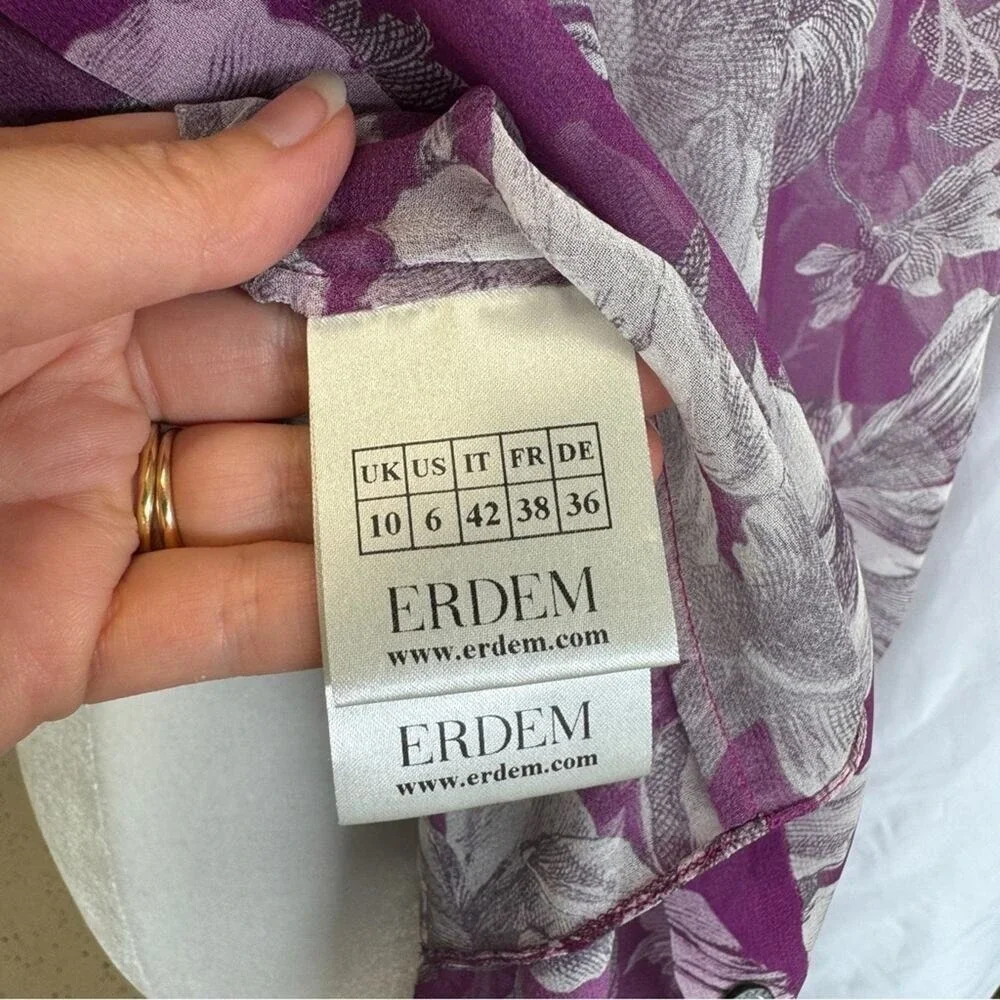 ERDEM‎ Floral Silk Blouse - Size 6